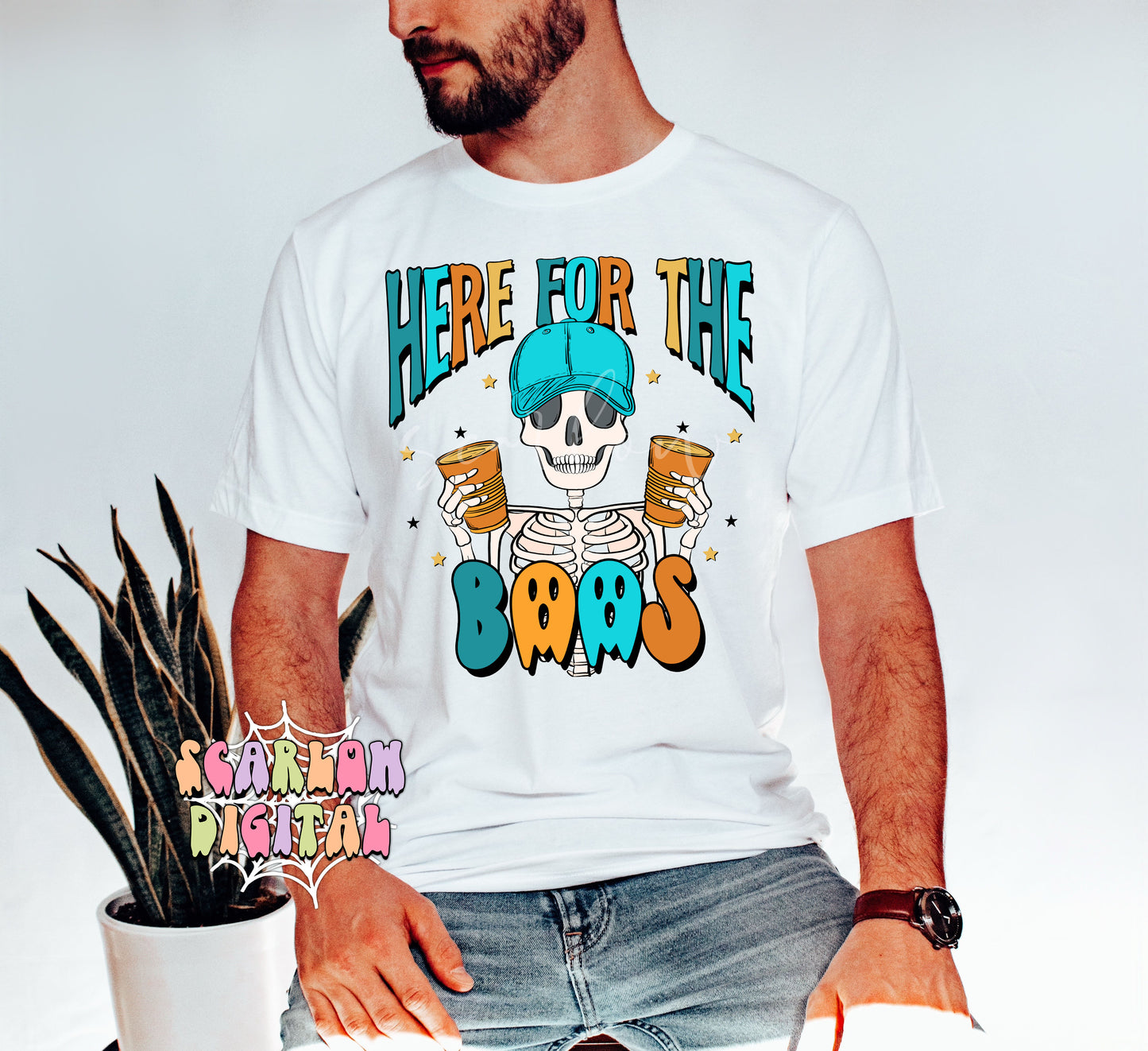 Here for the Boos PNG-Halloween Sublimation Digital Design Download-men's halloween png, funny halloween png, adult humor png, skeleton png