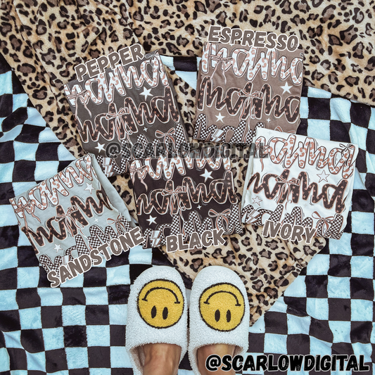 Mockup Image for Leopard Mama PNG Design WITH COLOR NAMES LABELED (Comfort Colors)