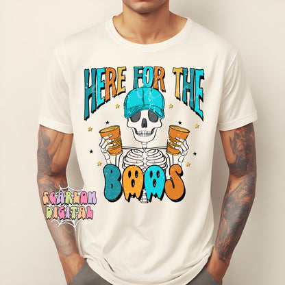 Here for the Boos PNG-Halloween Sublimation Digital Design Download-men's halloween png, funny halloween png, adult humor png, skeleton png