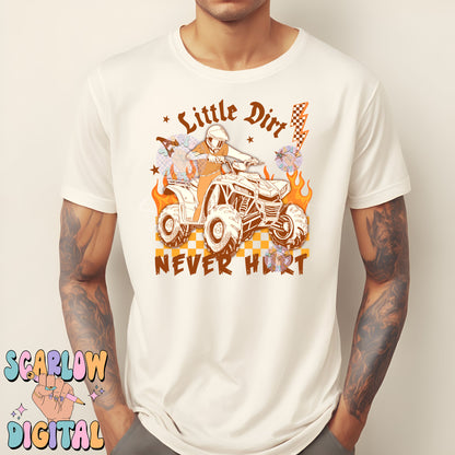 A Little Dirt Never Hurt PNG Digital Design Download, 4-wheeler png, atv png, mud png, little boy png, grunge png, edgy png, png for boys