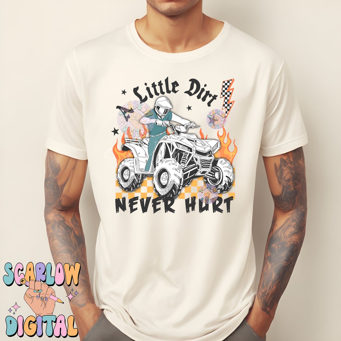 A Little Dirt Never Hurt PNG Digital Design Download, 4-wheeler png, atv png, mud png, little boy png, grunge png, edgy png, png for boys