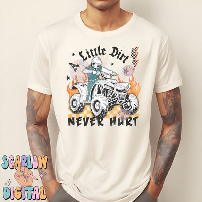 A Little Dirt Never Hurt PNG Digital Design Download, 4-wheeler png, atv png, mud png, little boy png, grunge png, edgy png, png for boys