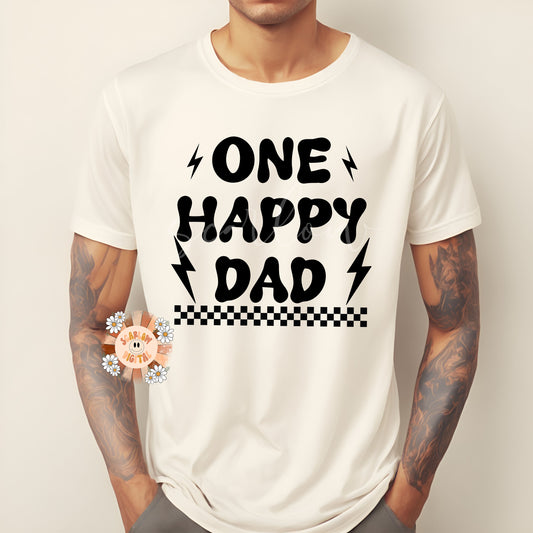 One Happy Dad SVG-Retro Cricut Cut File Digital Design Download-checkered svg, svg for dads, daddy svg, daddy and me svg, retro daddy svg