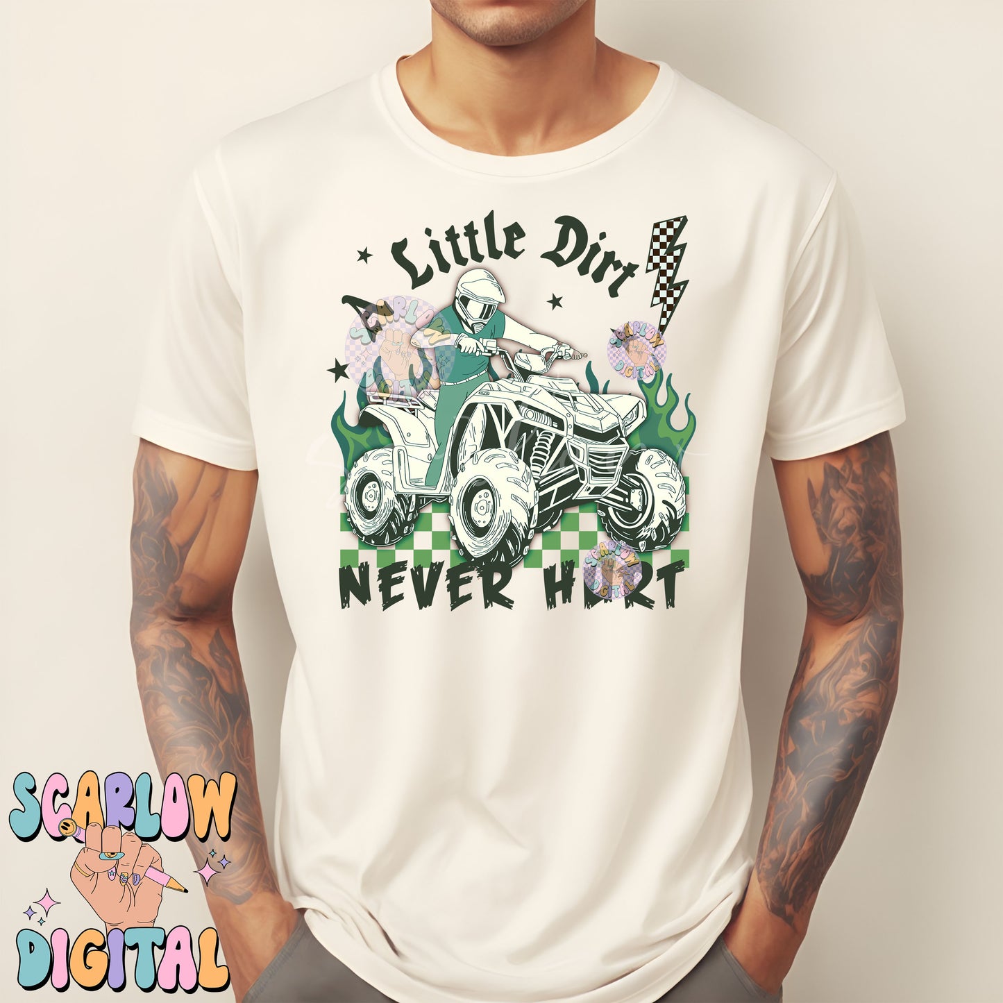 A Little Dirt Never Hurt PNG Digital Design Download, 4-wheeler png, atv png, mud png, little boy png, grunge png, edgy png, png for boys