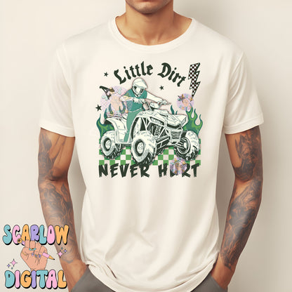 A Little Dirt Never Hurt PNG Digital Design Download, 4-wheeler png, atv png, mud png, little boy png, grunge png, edgy png, png for boys