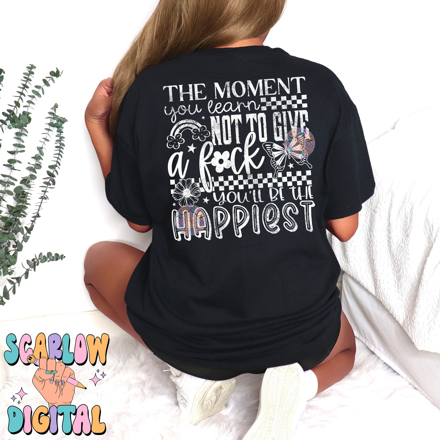 Don't Give a F*ck Front and Back PNG Bundle Digital Design Download, butterfly png, flowers png, rainbow png, snarky png, crude humor png