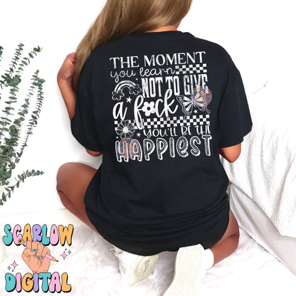 Don't Give a F*ck Front and Back PNG Bundle Digital Design Download, butterfly png, flowers png, rainbow png, snarky png, crude humor png