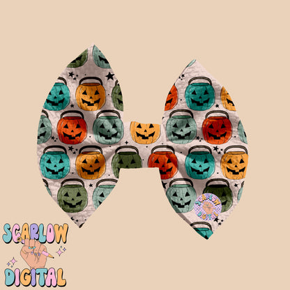 Pumpkin Buckets Seamless Pattern-Halloween Sublimation Digital Design Download-boy halloween seamless pattern, spooky season seamless files