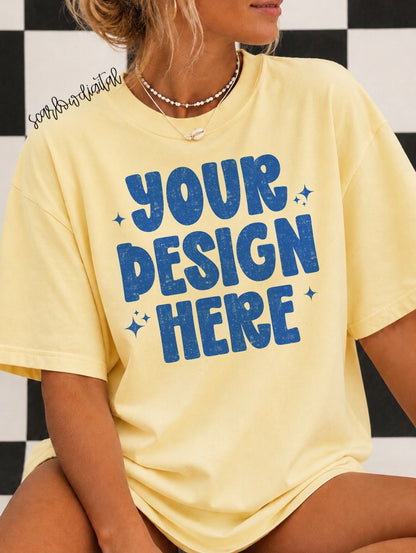 Butter Comfort Colors Unisex Garment-Dyed Heavyweight T-Shirt 1717 Mockup