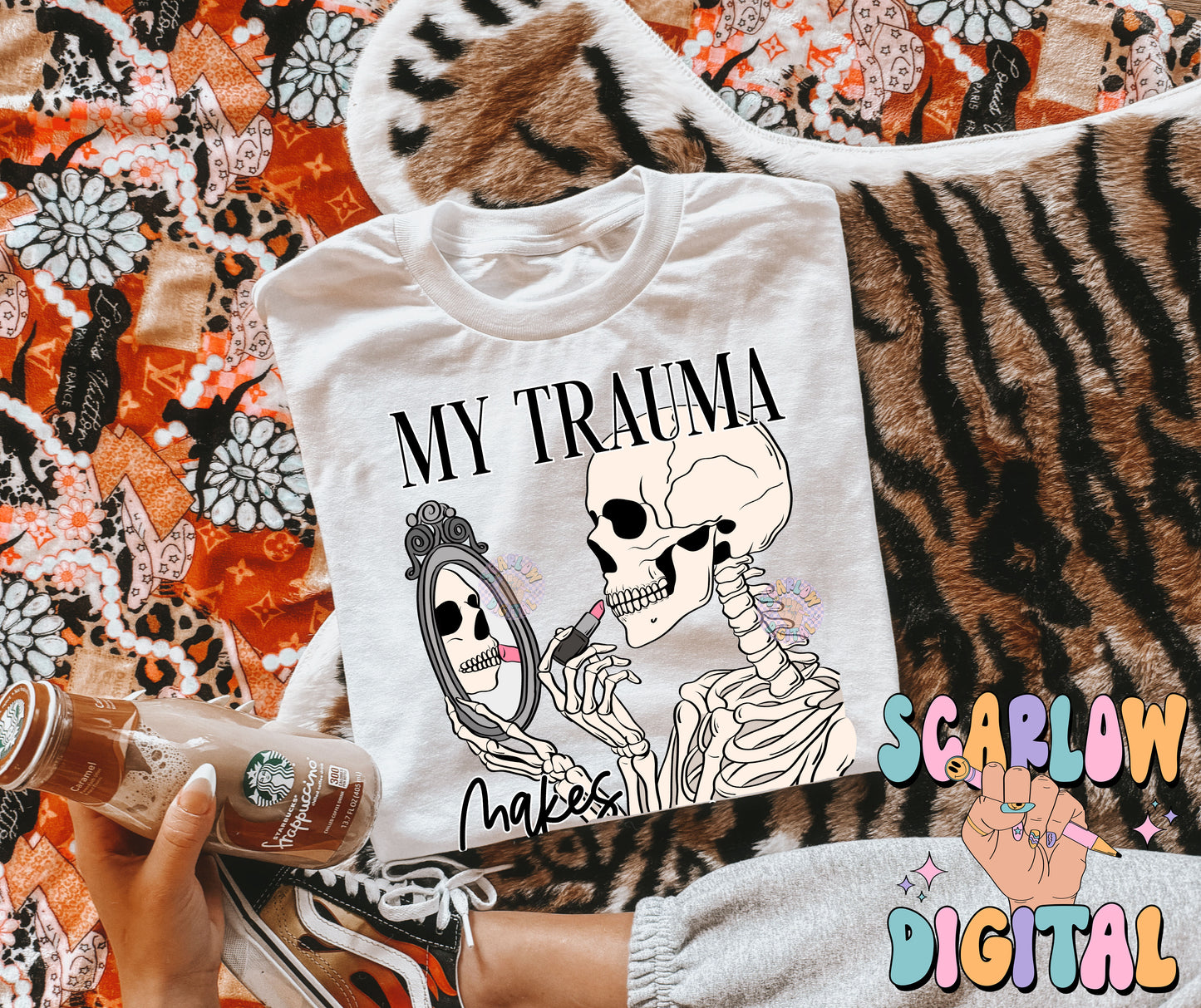 My Trauma Makes Me Funny PNG Digital Design Download, adult humor png, funny png, skeleton png, png for women, snarky png, mental health png