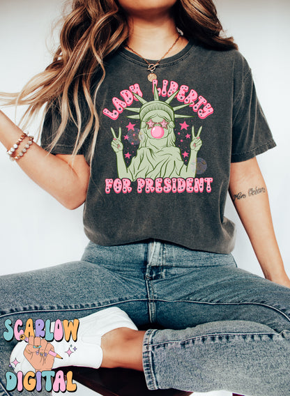 Lady Liberty For President PNG-Patriotic Sublimation Digital Design Download-statue of liberty png, fourth of july png, american png designs