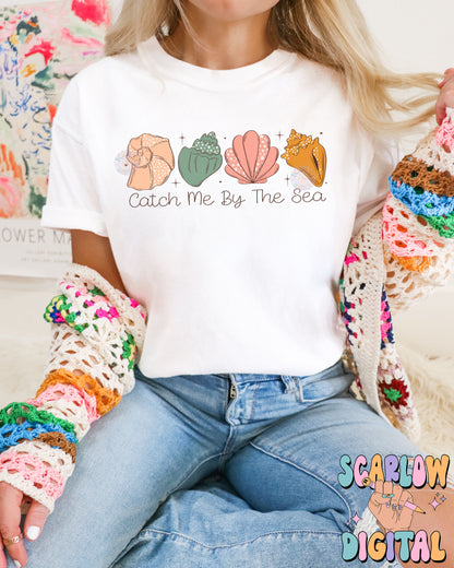 Catch Me By The Sea PNG-Sea Shells Sublimation Digital Design Download-flower sea shells png, girly summer png, beachy png, summertime png