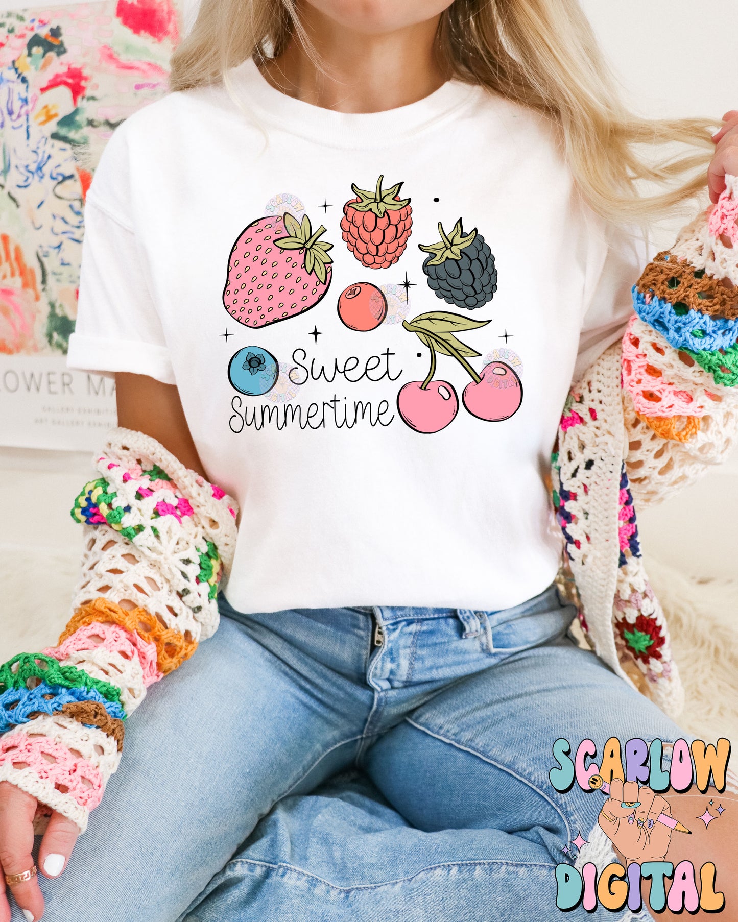 Sweet Summertime PNG-Fruit Sublimation Digital Design Download-summer fruit png, strawberry png, cherry png, kids png, png for summer