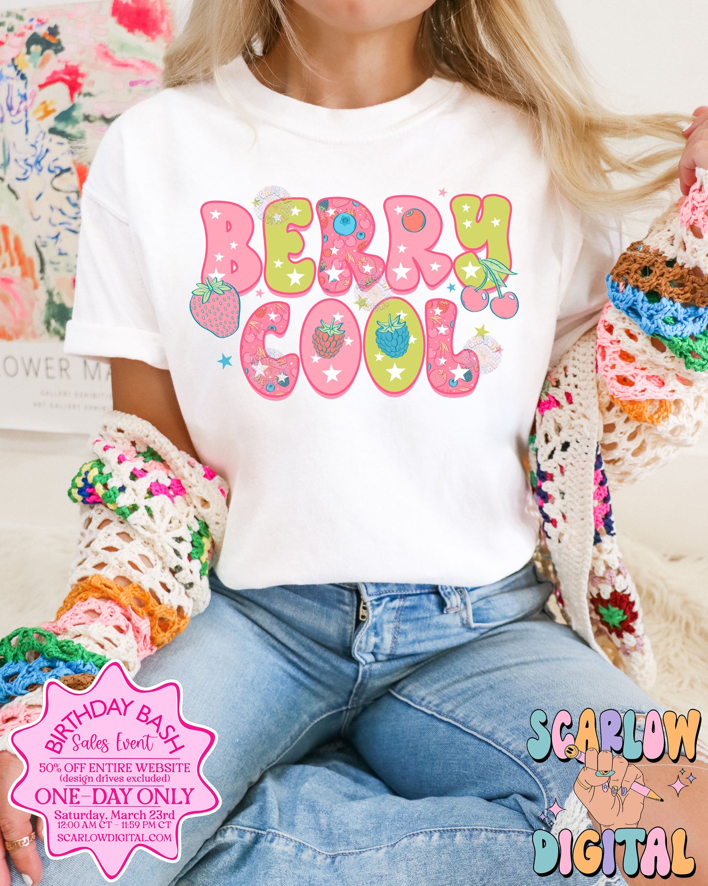 Berry Cool PNG-Summer Sublimation Digital Design Download-fruit png, berries png, colorful summer png, strawberry png, cherries png design