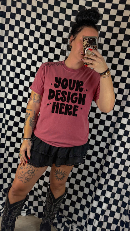 ✨ NEW NEW NEW ✨ Crimson Comfort Colors Unisex Garment-Dyed Heavyweight T-Shirt 1717 Mockup