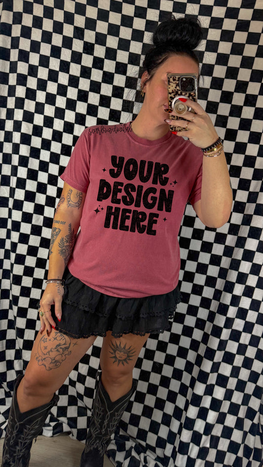 ✨ NEW NEW NEW ✨ Crimson Comfort Colors Unisex Garment-Dyed Heavyweight T-Shirt 1717 Mockup