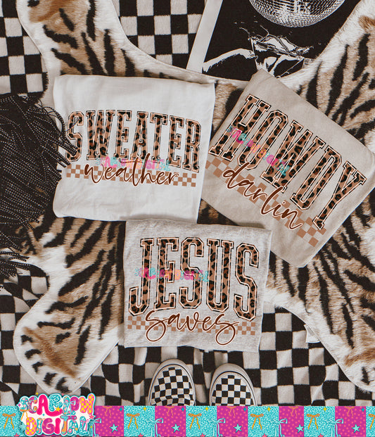 Leopard Print Sayings PNG Bundle Digital Design