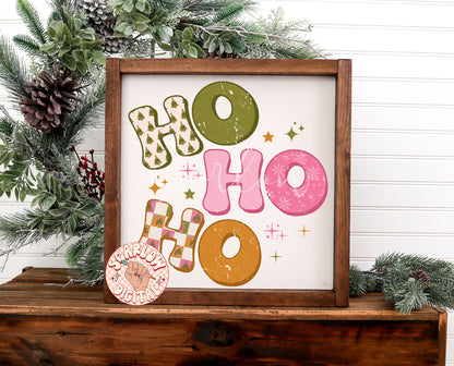Ho Ho Ho PNG-Christmas Sublimation Digital Design Download-retro christmas png, patchwork png, boho christmas png, girly christmas png files