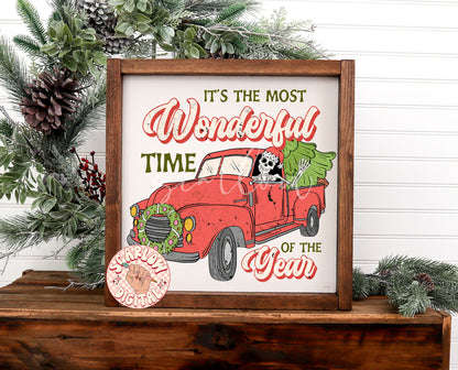 It's the Most Wonderful Time of the Year PNG-Christmas Sublimation Digital Design Download-skeleton christmas png, red truck png, funny png