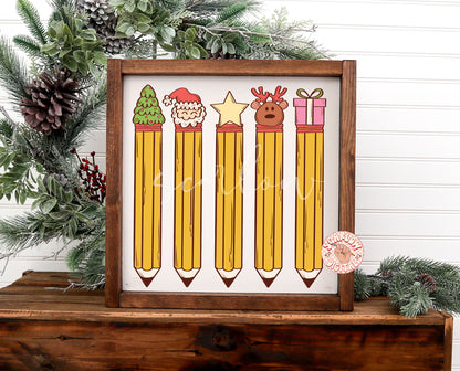 Christmas Pencils PNG-Teacher Sublimation Digital Design Download-teacher xmas png, xmas teacher gift png, santa claus png, reindeer png