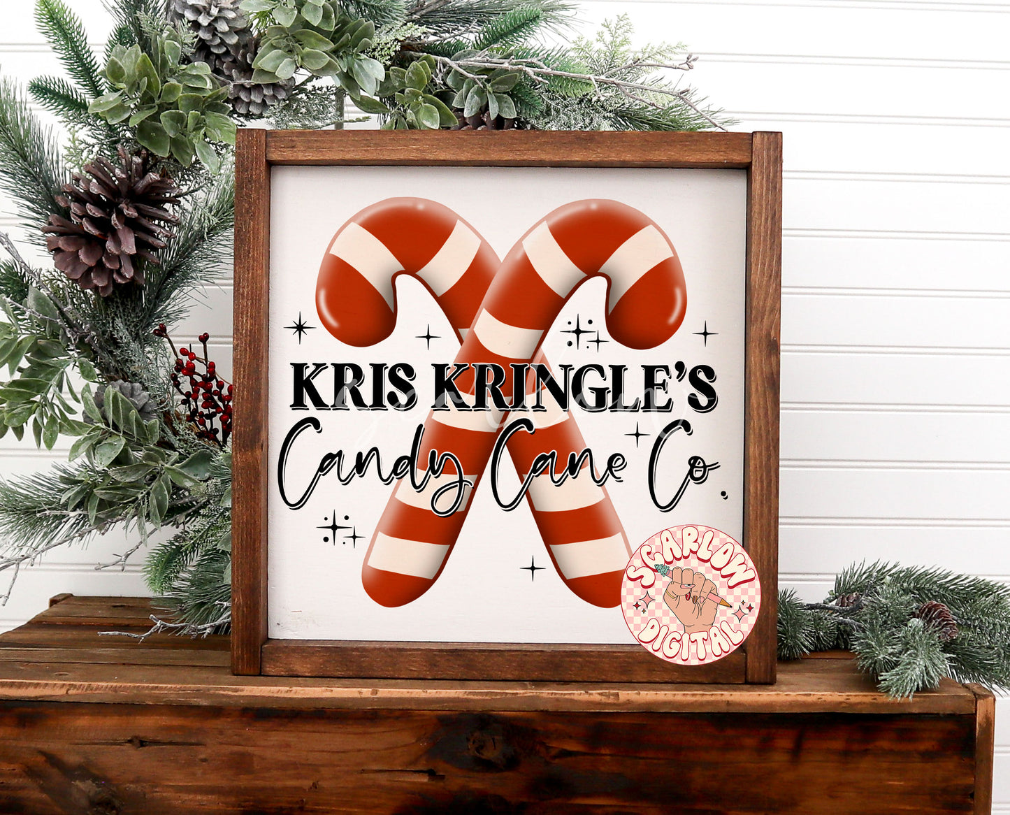 Kris Kringle's Candy Cane Co. PNG-Christmas Sublimation Digital Design Download-santa claus png, christmas candy png, simple png, boho png