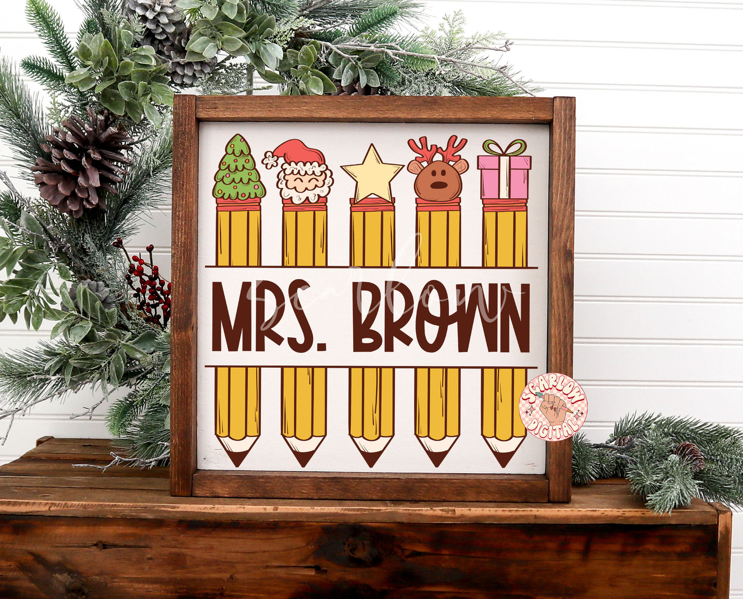 Add Your Own Personalization PNG-Christmas Pencils Sublimation Digital Design Download-teacher gift png, teacher png, christmas teacher png