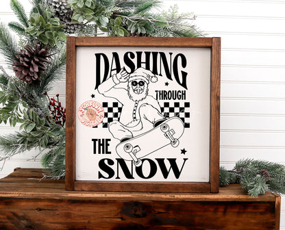 Dashing Through the Snow SVG-Christmas Cut File Digital Design Download-rocker santa svg, skater santa svg, boy christmas svg, boy designs