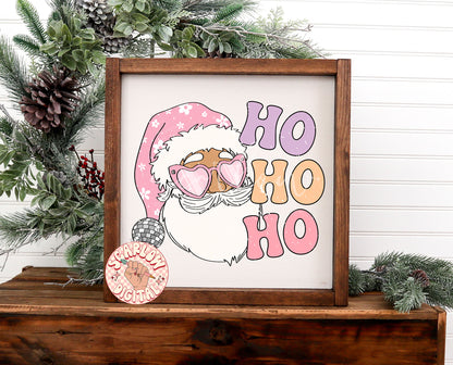 Ho Ho Ho PNG-Christmas Sublimation Digital Design Download-disco santa claus png, retro santa png, groovy christmas png, hippie santa png