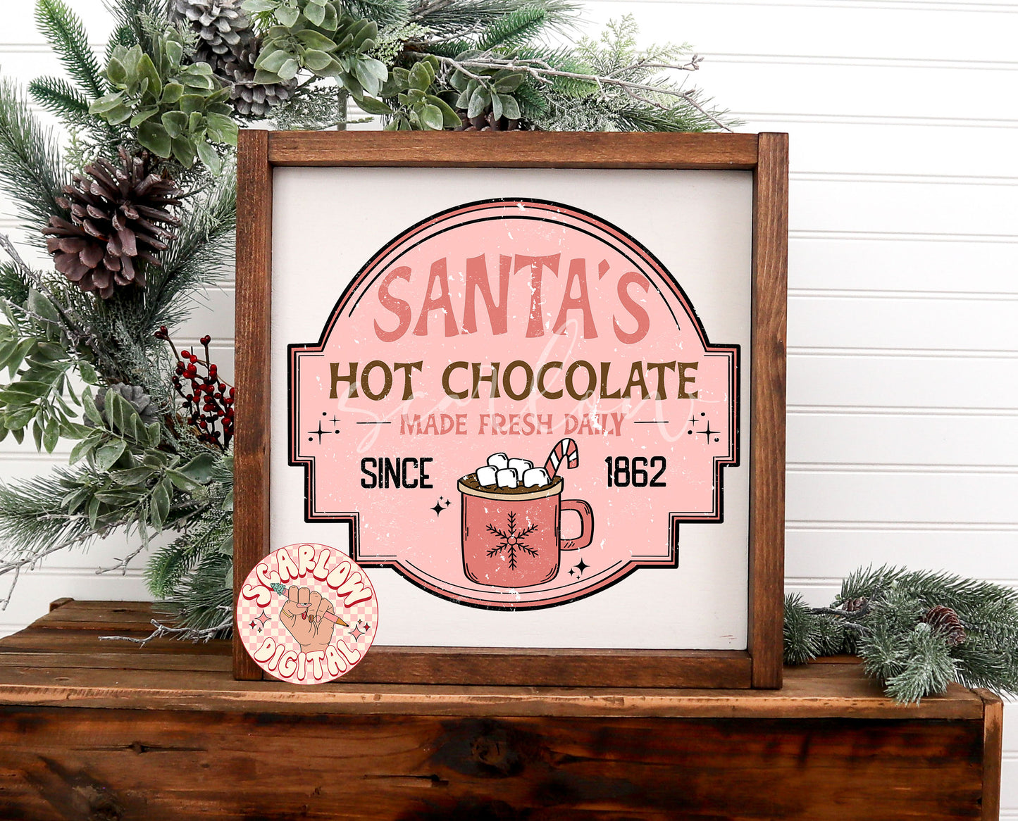 Santa's Hot Chocolate PNG-Christmas Sublimation Digital Design Download-hot cocoa png, snowflake png, santa claus png, saint nick png design