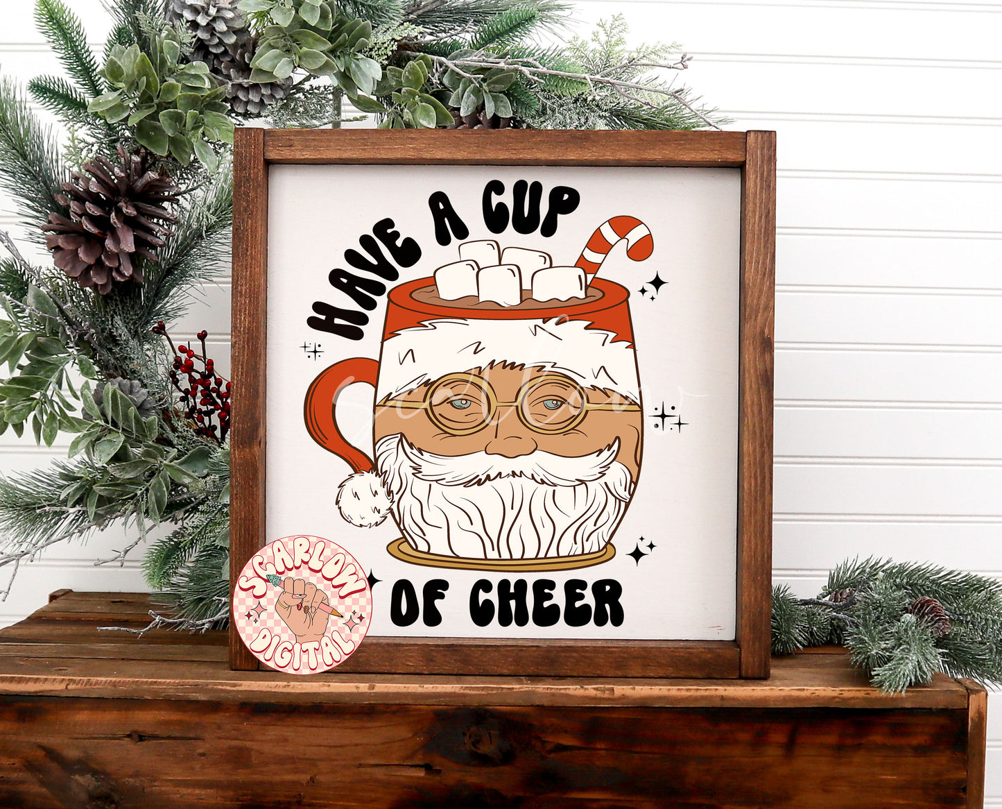 Have a Cup of Cheer PNG-Christmas Sublimation Digital Design Download-santa claus png, hot cocoa png, coffee mug png, candy cane png