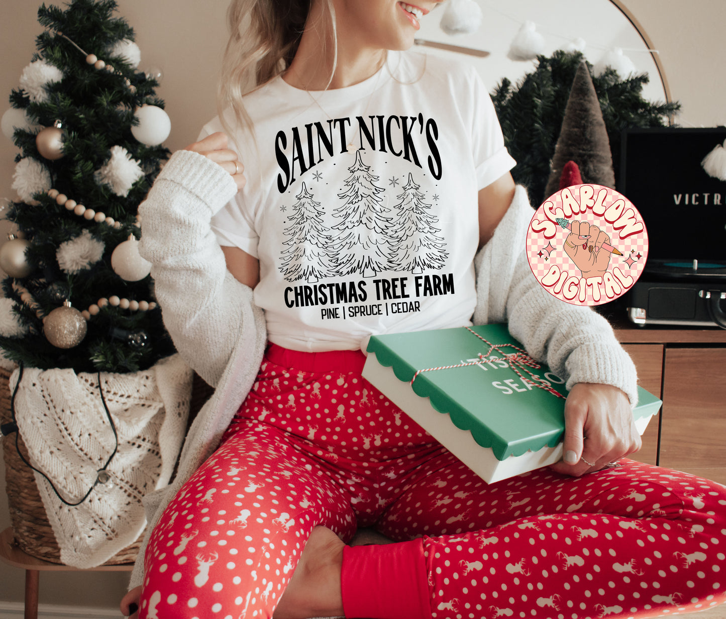 Saint Nick's Christmas Tree Farm SVG Cut File Digital Design Download-vintage christmas svg, boho christmas svg, santa claus svg designs