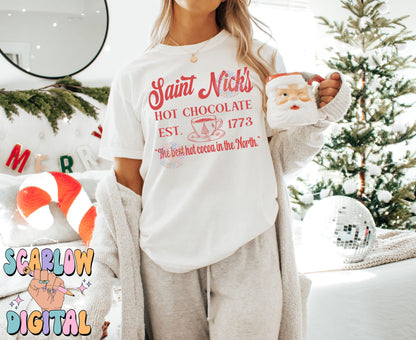 Saint Nick's Hot Chocolate PNG Digital Design Download, Christmas png, santa claus png, hot cocoa png, winter png, xmas designs, holiday png