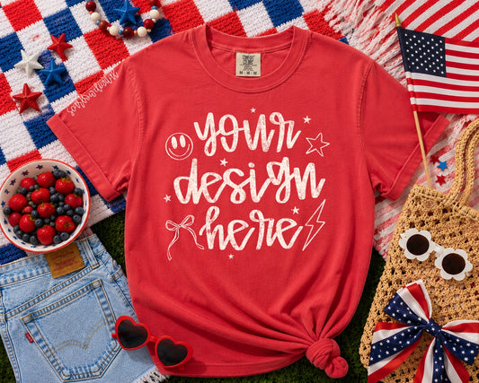 Red July 4th Patriotic Comfort Colors Unisex Garment-Dyed Heavyweight T-Shirt 1717 Mockup