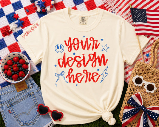 Ivory July 4th Patriotic Comfort Colors Unisex Garment-Dyed Heavyweight T-Shirt 1717 Mockup