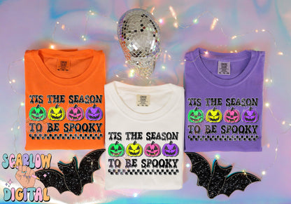 Tis The Season To Be Spooky PNG Digital Design Download, Halloween png, jack o lanterns png, spooky season png, fall png, neon halloween png