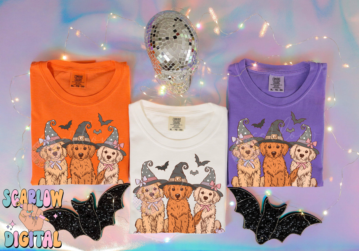 Spooky Dogs PNG Digital Design Download, Halloween png, golden retrievers png, puppies png, kids halloween png, fall png designs, girl png