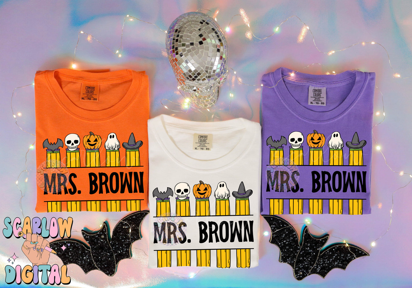 Add Your Own Personalization PNG-Halloween Pencils Sublimation Digital Design Download-teacher gift png, teacher png, spooky teacher png