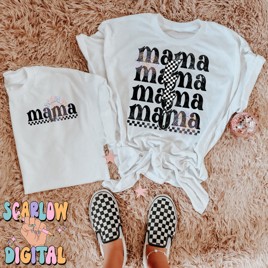 Mama Front and Back PNG Digital Design Bundle, grunge mama png, rocker mama png, pocket png, checkered mama png, png for mom, mama shirt png