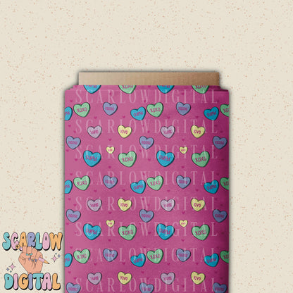 Candy Hearts Seamless Pattern Digital Design