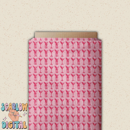 Valentine's Day Martinis Seamless Pattern Digital Design