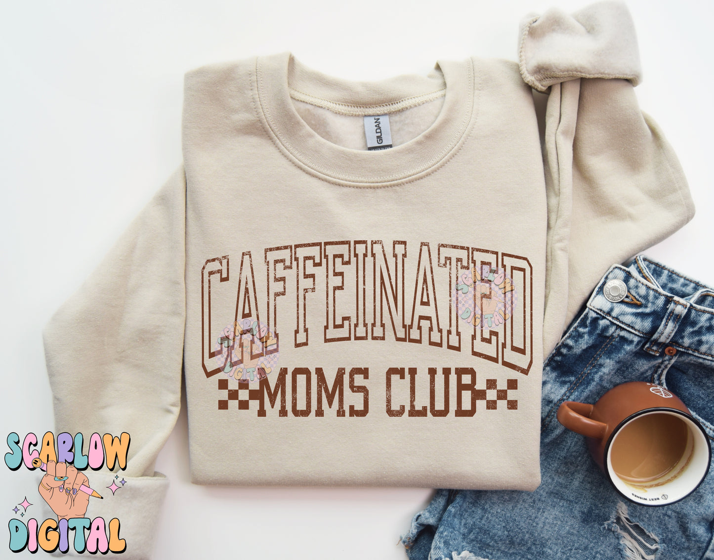 Caffeinated Moms Club PNG Digital Design