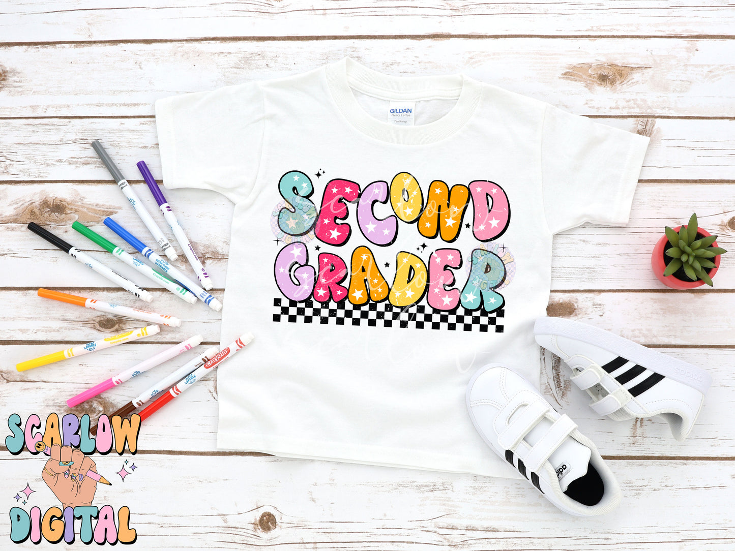 Second Grader PNG Digital Design Download, back to school png, school designs, retro back to school png, colorful kids tshirt designs