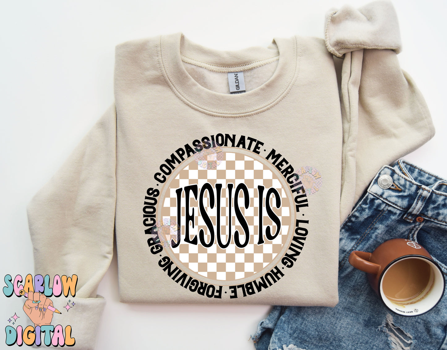 Jesus is... PNG Digital Design Download, checkers png, retro png, christian png designs, religious png, church png, bible verse png design