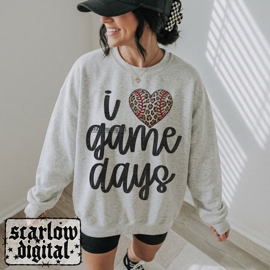 I Love Game Days Baseball PNG Digital Design