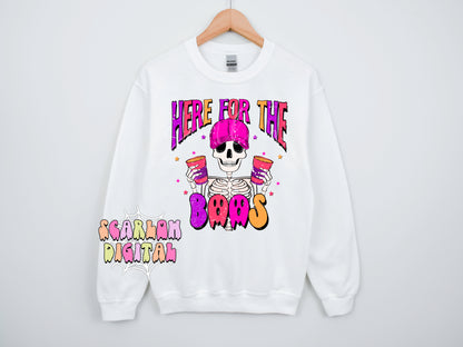 Here for the Boos PNG-Halloween Sublimation Digital Design Download-spooky png, funny fall png, adult humor png, skeleton png, women png