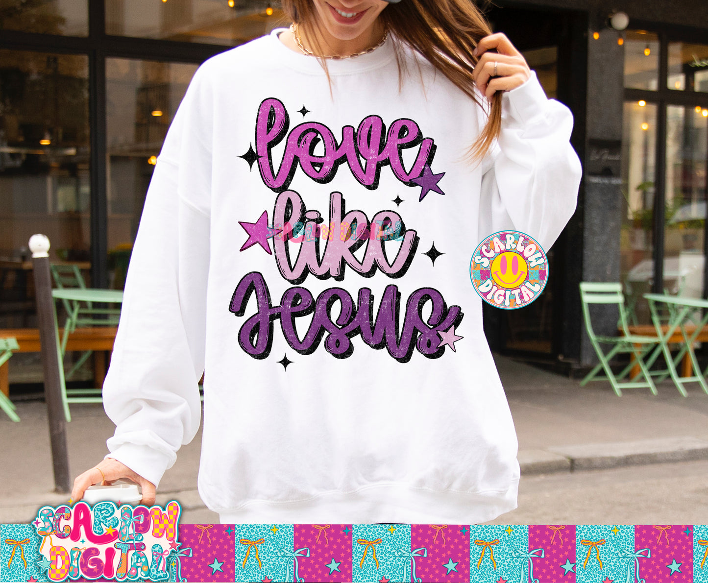 Love Like Jesus in Purple PNG Digital Design