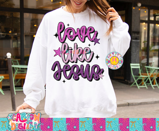 Love Like Jesus in Purple PNG Digital Design