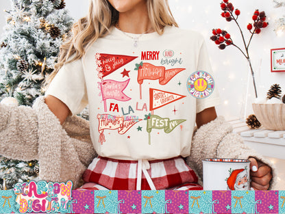 Christmas Flags PNG Digital Design