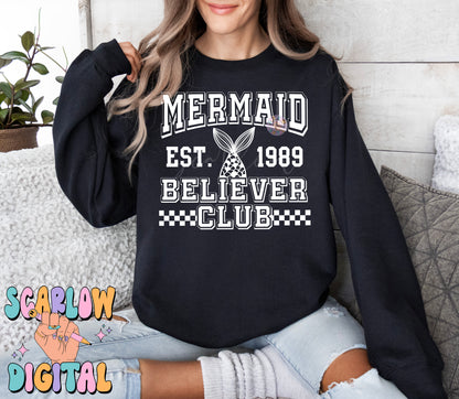 Mermaid Believer Club SVG Cut File Digital Design Download, beach svg, mermaid tail svg, ocean svg, girl png, summer png, varsity svg design
