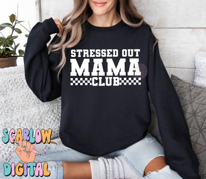 Stressed Out Mama Club SVG Digital Design Download, mama svg cut file, svg for moms, mama svg designs, checkered svg designs, funny mama svg